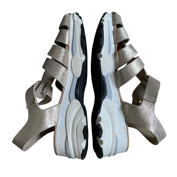 Sesto Meucci Chunky Sandals 9 EU 39 Platform Gold Leather Strappy Made Italy - Picture 6 of 8